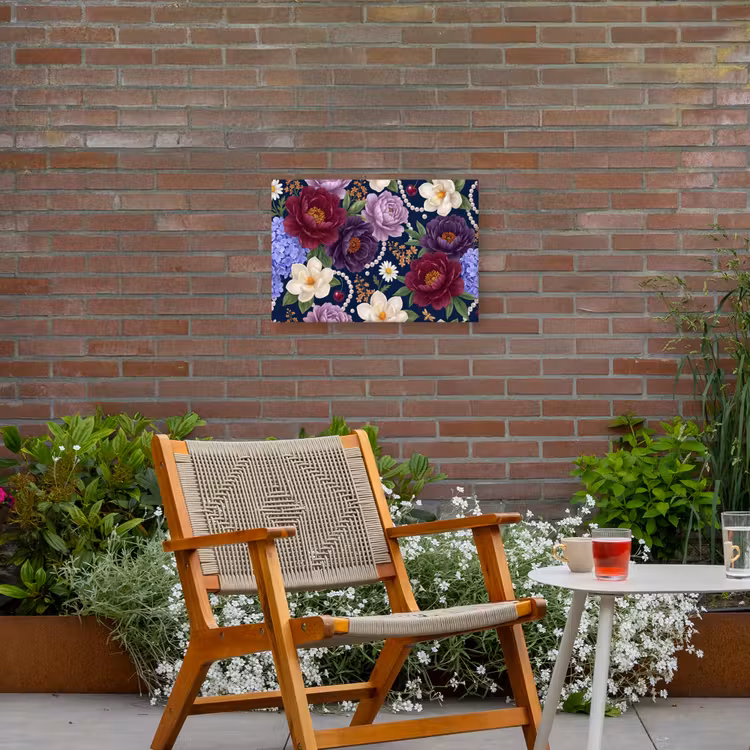 Buiten canvas - Bloemen - Parels - Decoratie - Modern - Blauw — 2