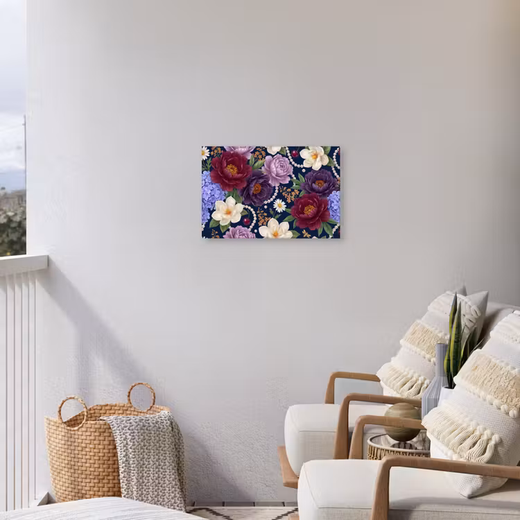 Buiten canvas - Bloemen - Parels - Decoratie - Modern - Blauw — 3