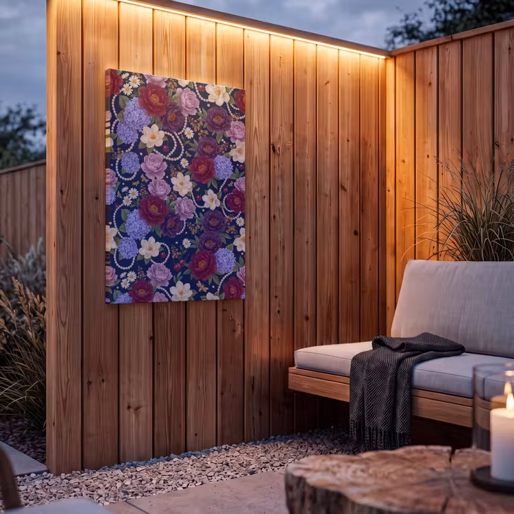 Buiten canvas - Bloemen - Parels - Decoratie - Modern - Blauw — 4