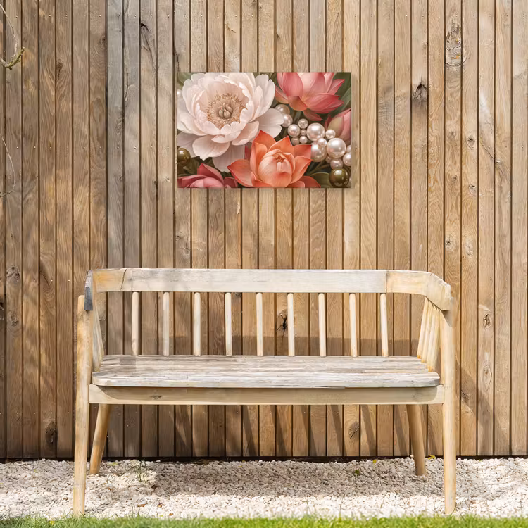 Buiten canvas - Bloemen - Parels - Elegant - Roze - Wit — 3