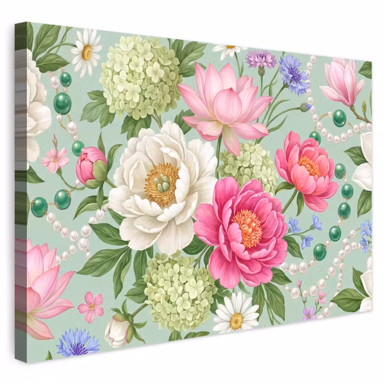 Buiten canvas - Bloemen - Patroon - Botanisch - Groen — 1