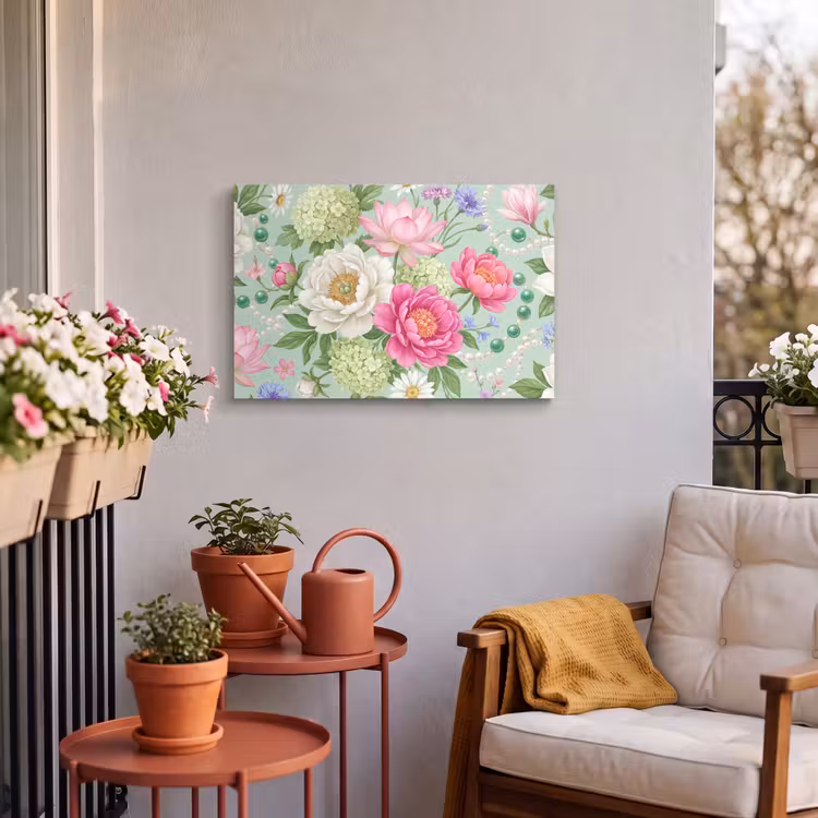 Buiten canvas - Bloemen - Patroon - Botanisch - Groen — 4