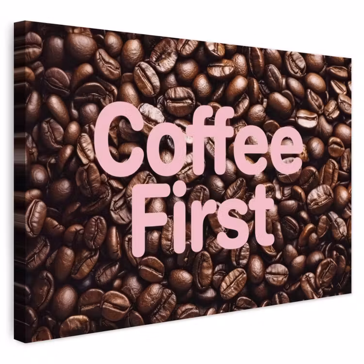 Buiten canvas - Coffee First - Koffiebonen - Roze — 1