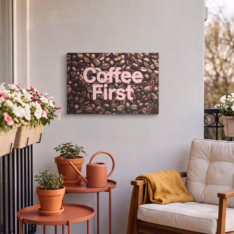 Buiten canvas - Coffee First - Koffiebonen - Roze — 4