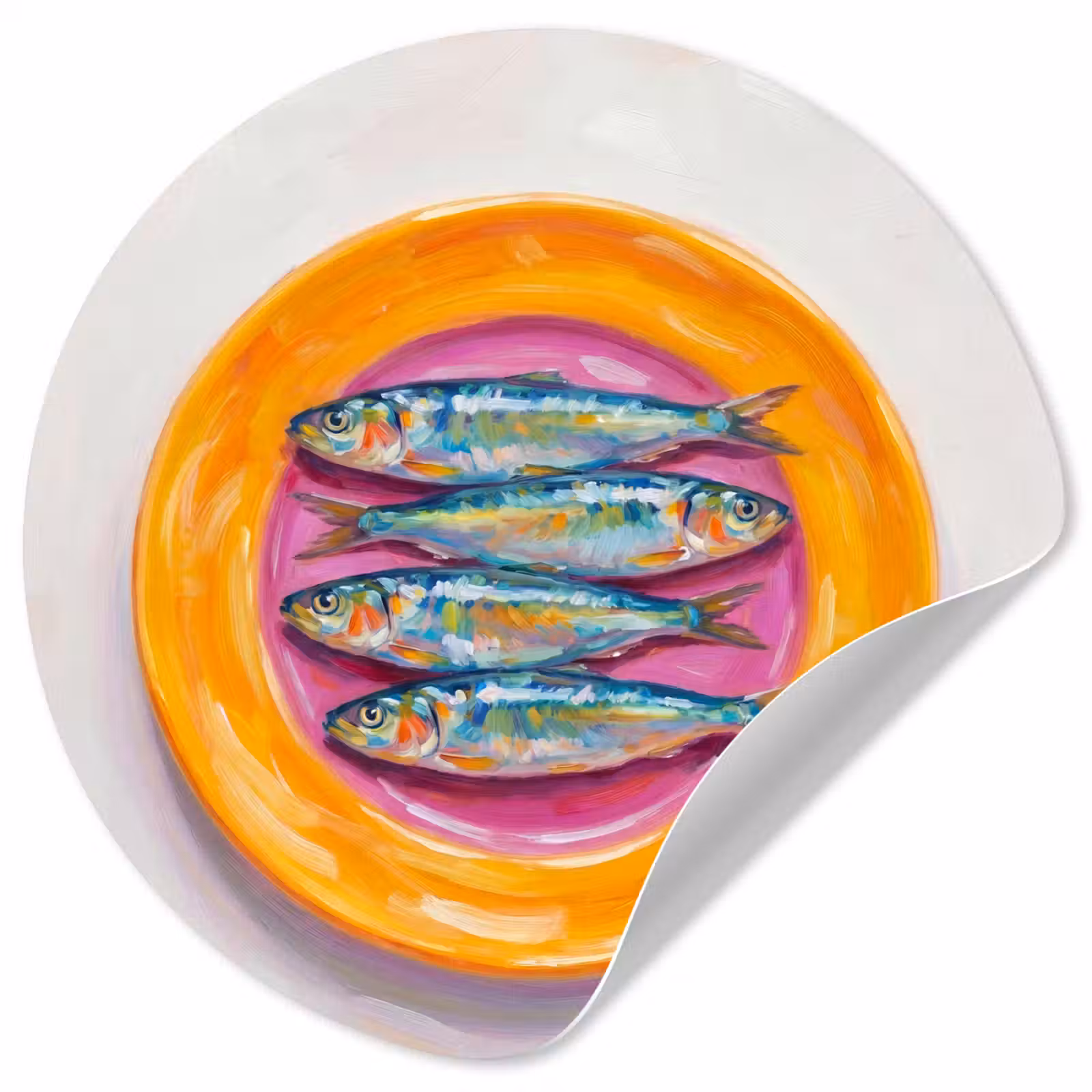 Behangcirkel - Vis - Vier - Eten - Modern - Kleurrijk — 1