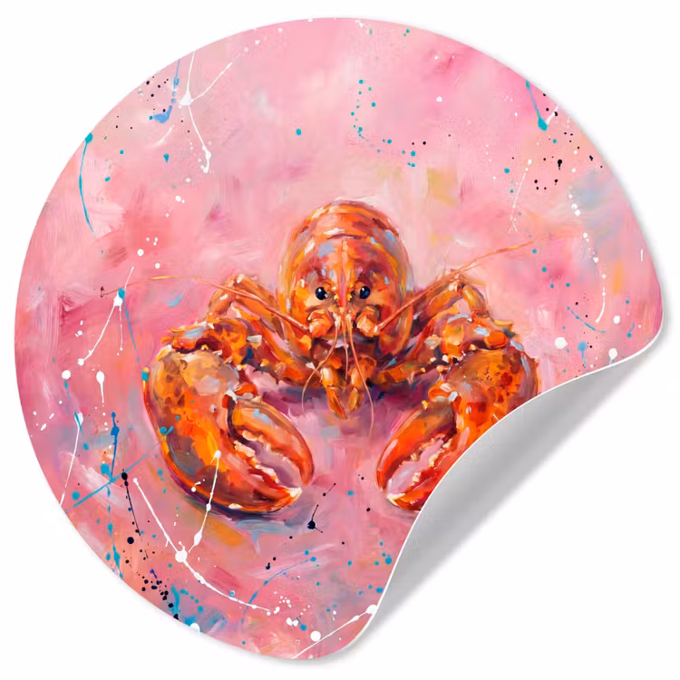Behangcirkel - Zeeleven - Kreeft - Spatters - Abstract - Roze — 1