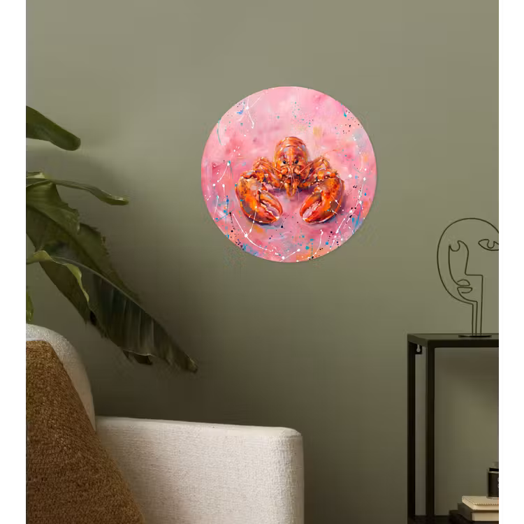 Behangcirkel - Zeeleven - Kreeft - Spatters - Abstract - Roze — 3