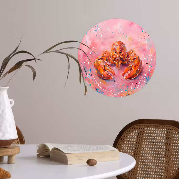 Behangcirkel - Zeeleven - Kreeft - Spatters - Abstract - Roze — 4