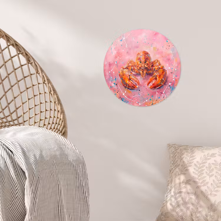 Behangcirkel - Zeeleven - Kreeft - Spatters - Abstract - Roze — 5
