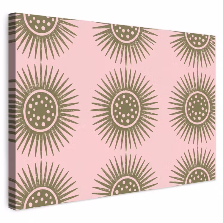 Buiten canvas - Bloemen - Patroon - Abstract - Roze - Groen — 1