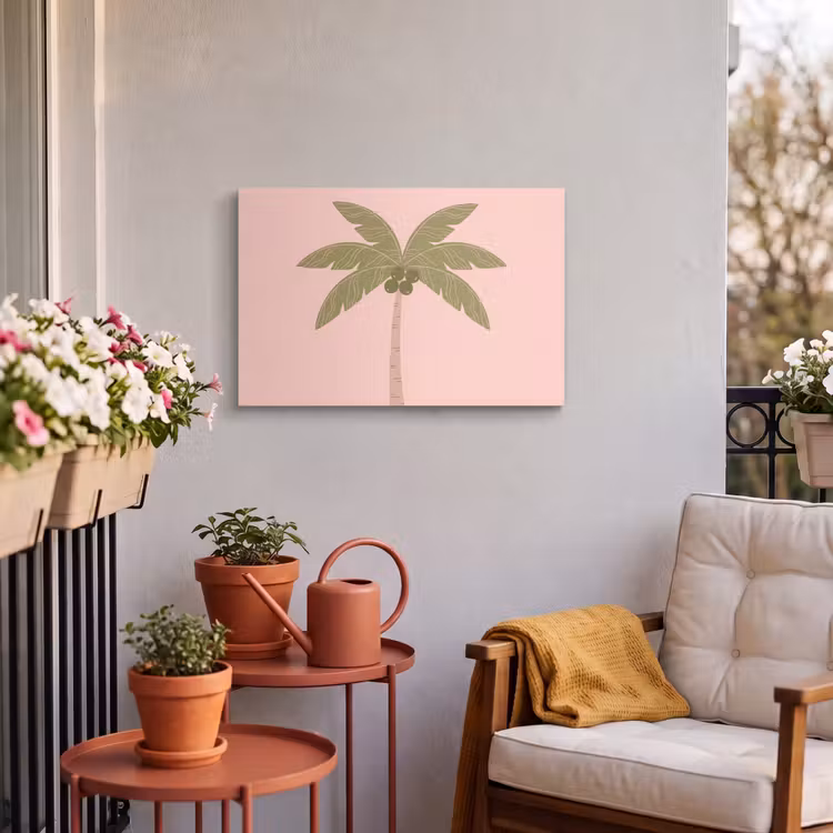 Buiten canvas - Boom - Palm - Natuur - Illustratie - Roze — 3