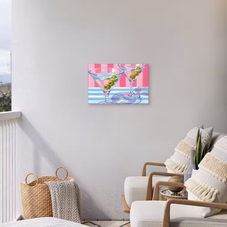 Buiten canvas - Cocktail - Olijven - Kunst - Modern - Roze — 4