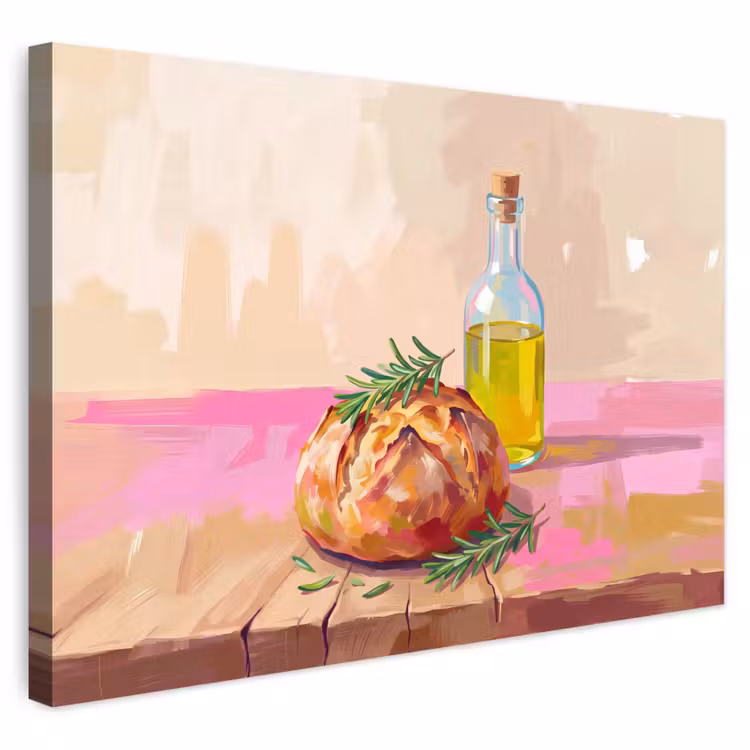 Buiten canvas - Eten - Brood - Olijfolie - Abstract - Keuken — 1