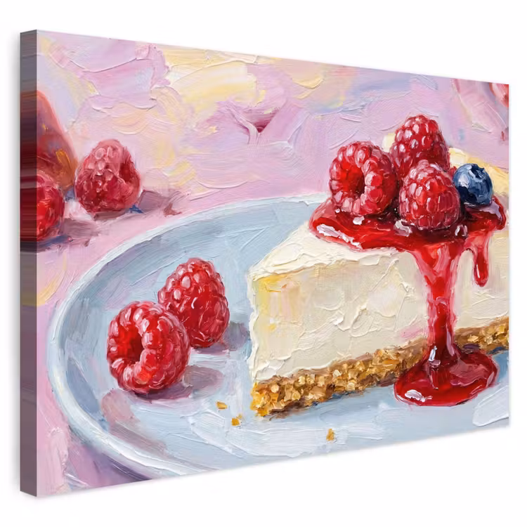 Buiten canvas - Eten - Cheesecake - Bessen - Abstract - Roze — 1