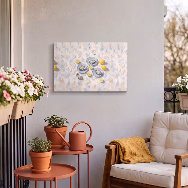 Buiten canvas - Eten - Oesters - Citroenen - Modern - Geel — 3
