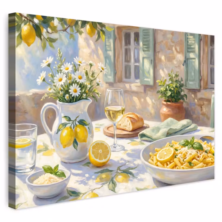 Buiten canvas - Eten - Terras - Zomer - Geschilderd - Geel — 1