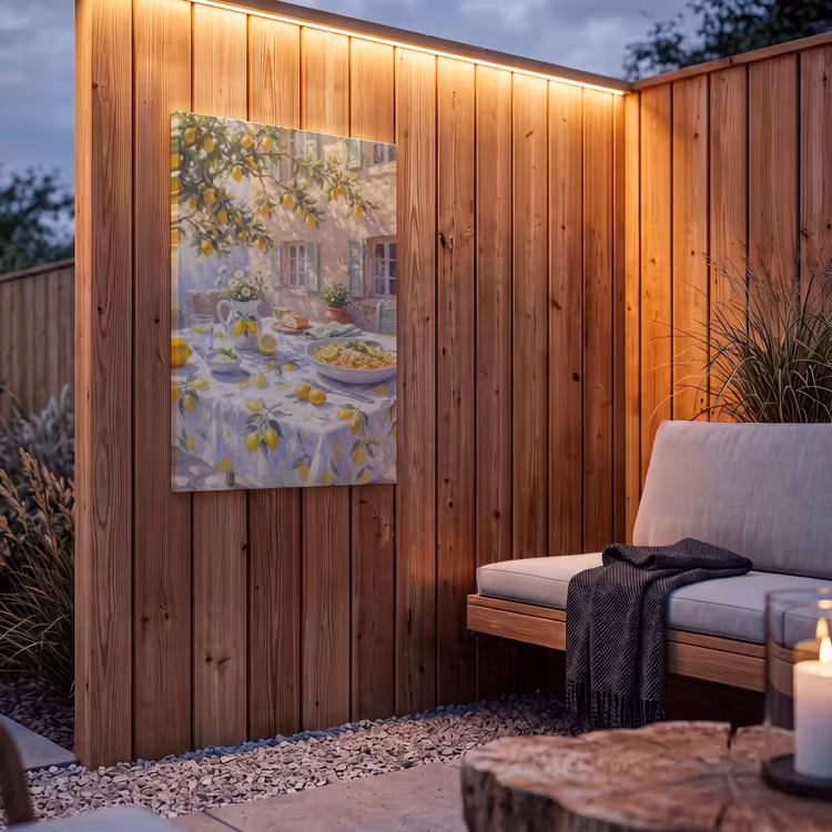 Buiten canvas - Eten - Terras - Zomer - Geschilderd - Geel — 4