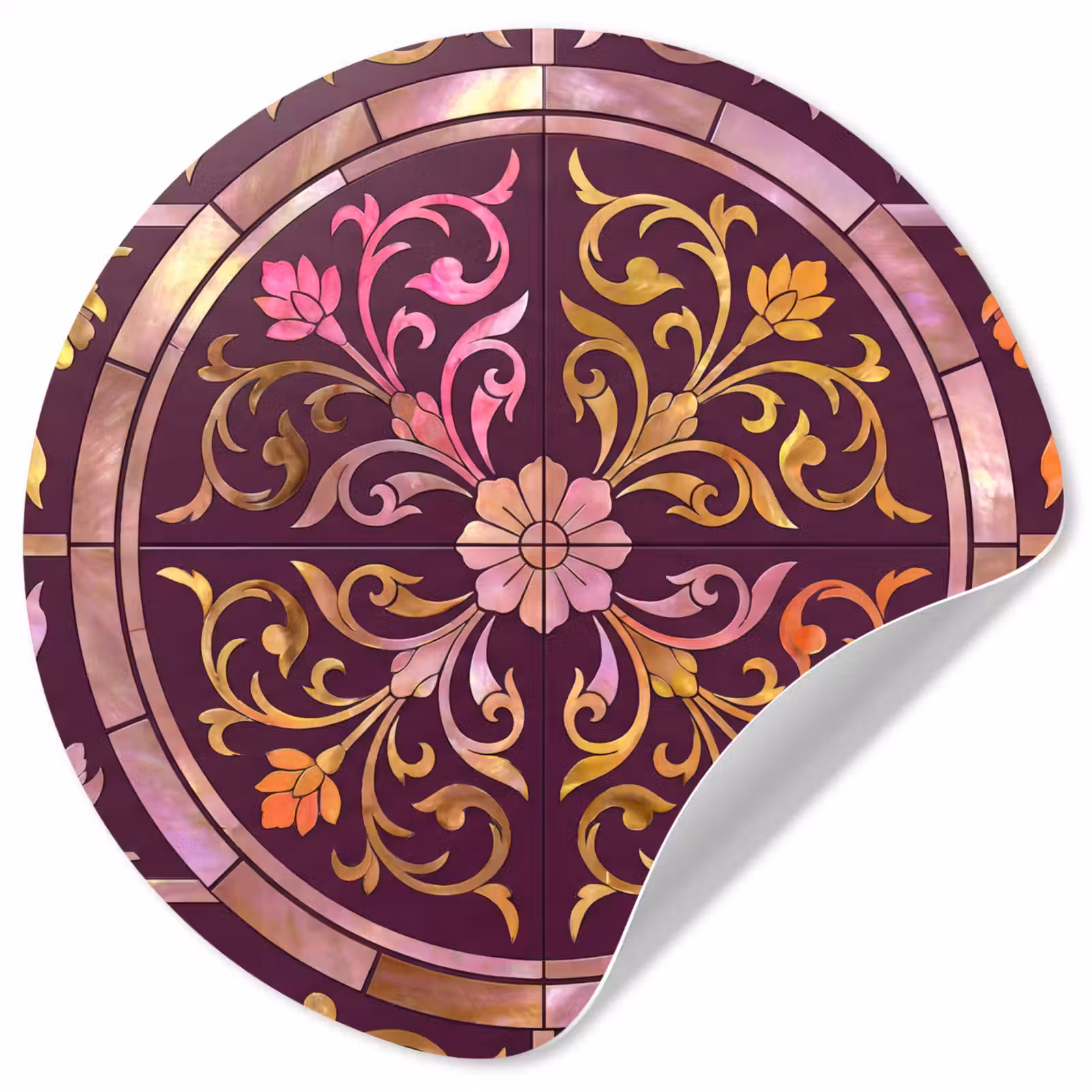 Behangcirkel - Patroon - Floraal - Oosters - Paars - Goud — 1