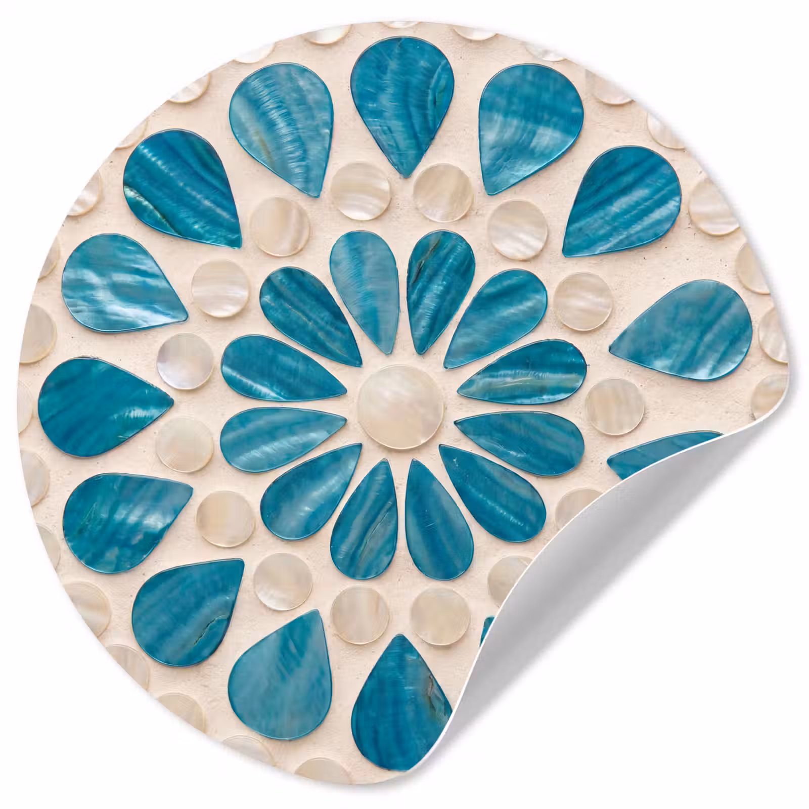 Behangcirkel - Patroon - Mozaïek - Schelpen - Abstract - Turquoise — 1