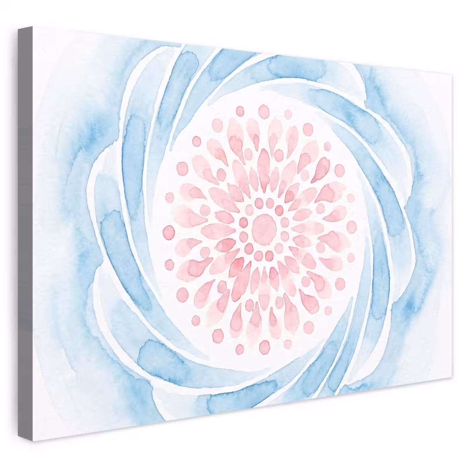 Buiten canvas - Abstract - Bloemvorm - Aquarel - Roze - Blauw — 1
