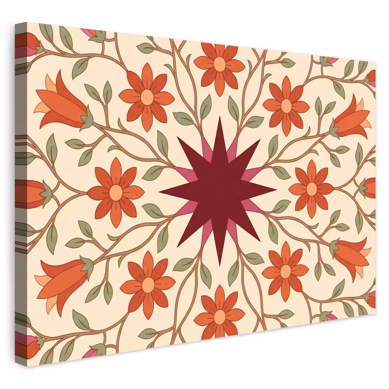 Buiten canvas - Bloemen - Mandala - Decoratief - Rood — 1