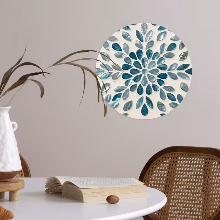 Behangcirkel - Patroon - Bladeren - Abstract - Modern - Turquoise — 4
