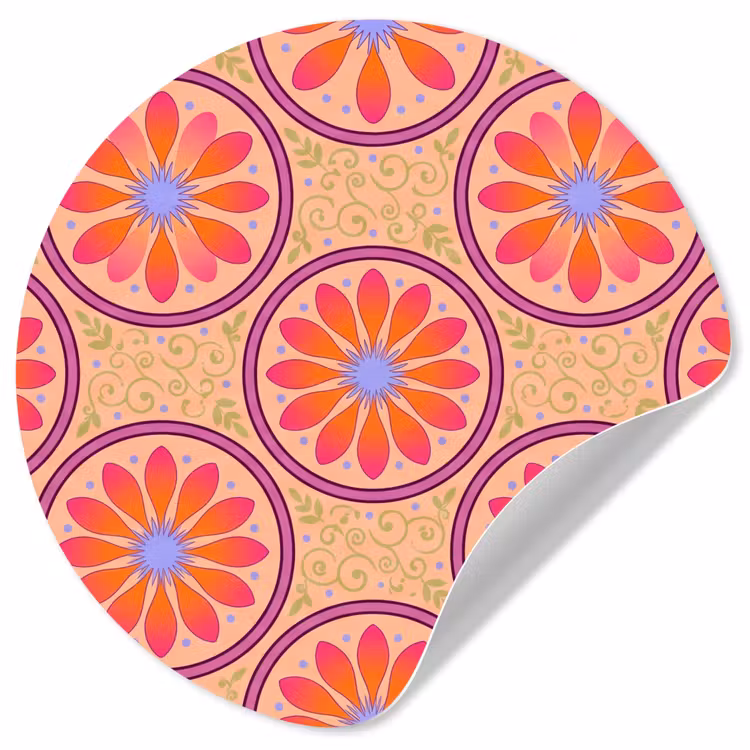 Behangcirkel - Patroon - Bloemen - Decoratief - Kleurrijk - Modern — 1