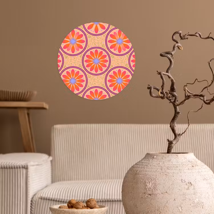 Behangcirkel - Patroon - Bloemen - Decoratief - Kleurrijk - Modern — 2