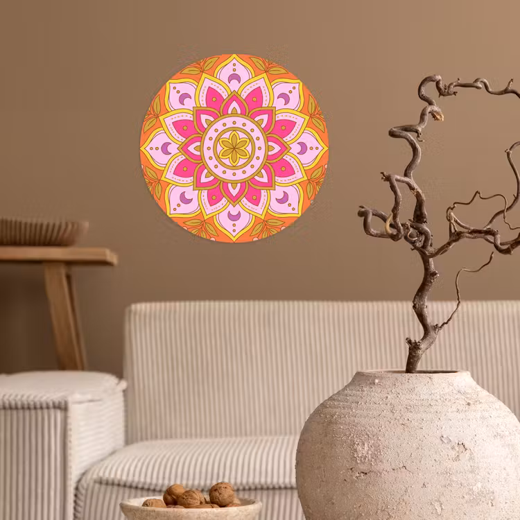 Behangcirkel - Patroon - Bloemmotief - Decoratie - Abstract - Roze — 2