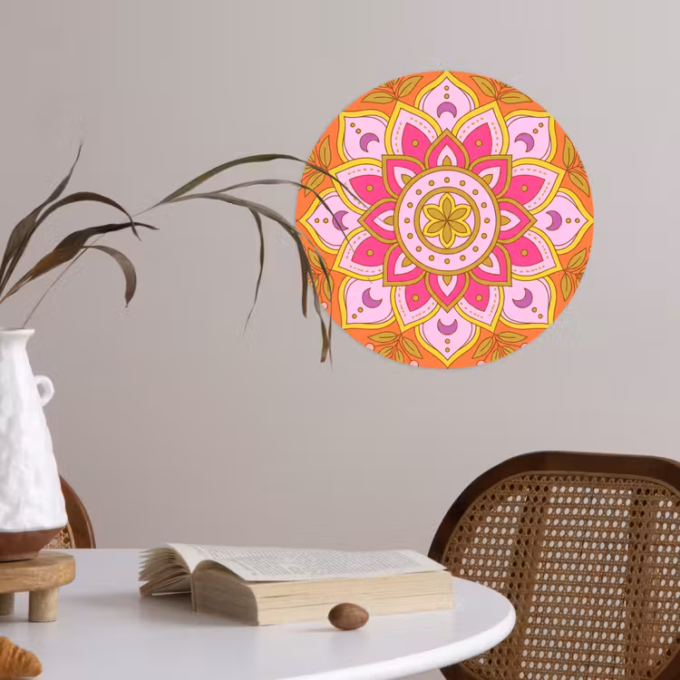 Behangcirkel - Patroon - Bloemmotief - Decoratie - Abstract - Roze — 4
