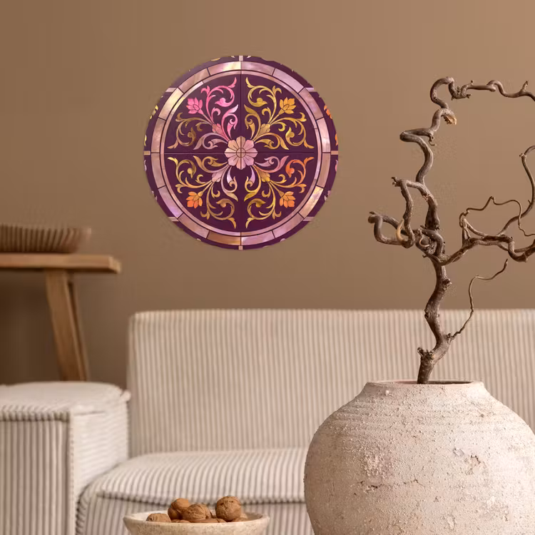 Behangcirkel - Patroon - Floraal - Oosters - Paars - Goud — 2