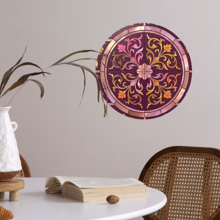 Behangcirkel - Patroon - Floraal - Oosters - Paars - Goud — 4