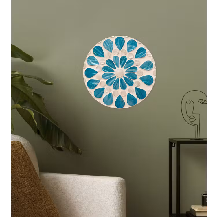 Behangcirkel - Patroon - Mozaïek - Schelpen - Abstract - Turquoise — 3