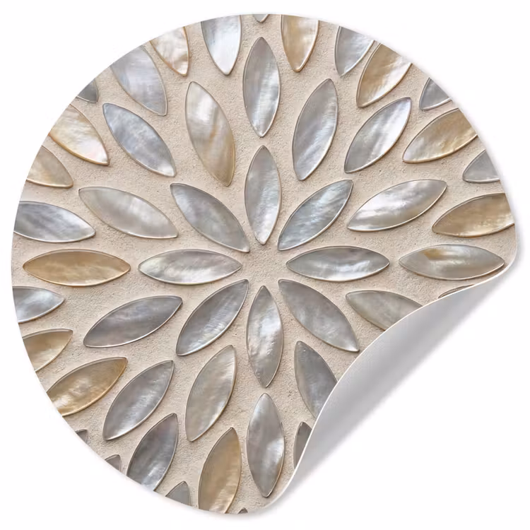 Behangcirkel - Patroon - Ovaal - Glanzend - Abstract - Beige — 1