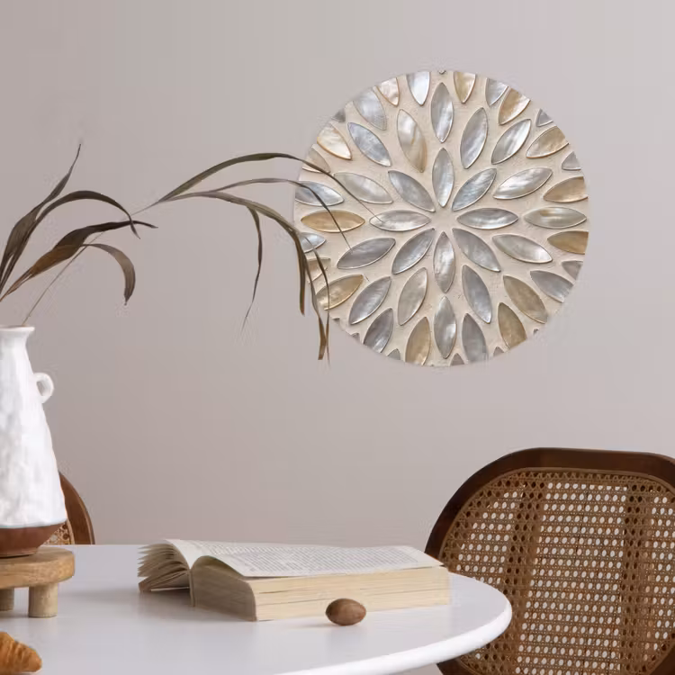 Behangcirkel - Patroon - Ovaal - Glanzend - Abstract - Beige — 4