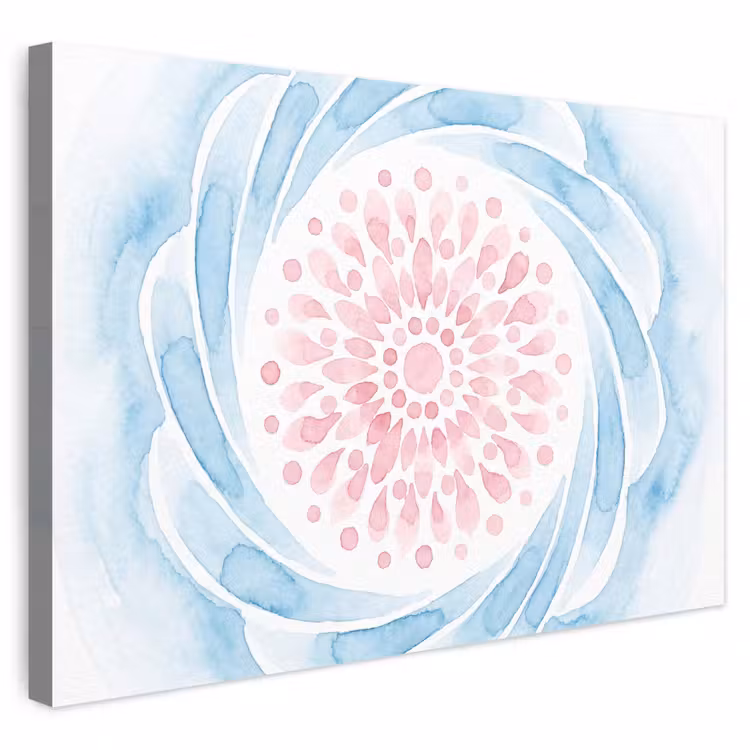Buiten canvas - Abstract - Bloemvorm - Aquarel - Roze - Blauw — 1