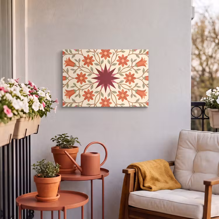 Buiten canvas - Bloemen - Mandala - Decoratief - Rood — 4