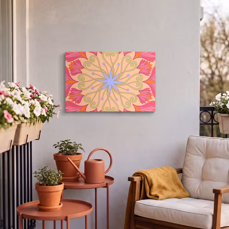 Buiten canvas - Bloemen - Patroon - Abstract - Roze - Decoratief — 3
