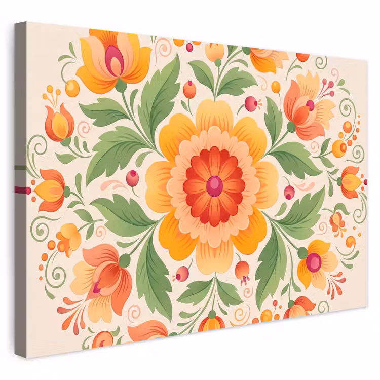 Buiten canvas - Bloemen - Patroon - Decoratief - Oranje — 1