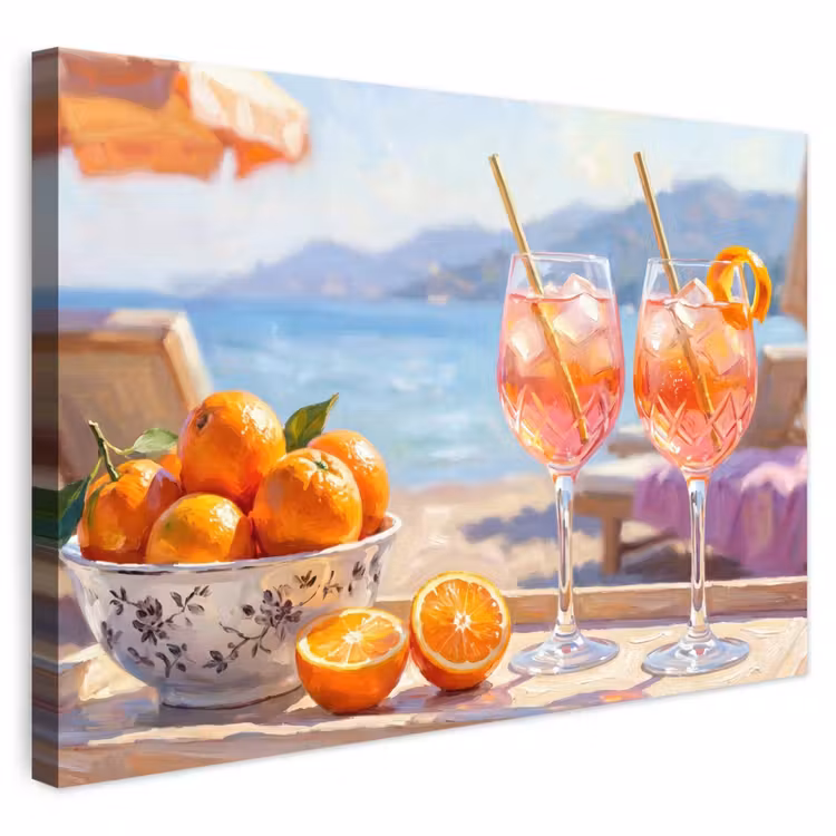 Buiten canvas - Drank - Glazen - Strand - Zomer - Oranje — 1