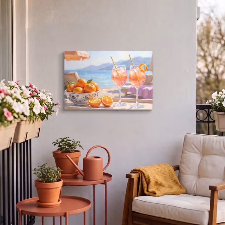 Buiten canvas - Drank - Glazen - Strand - Zomer - Oranje — 3