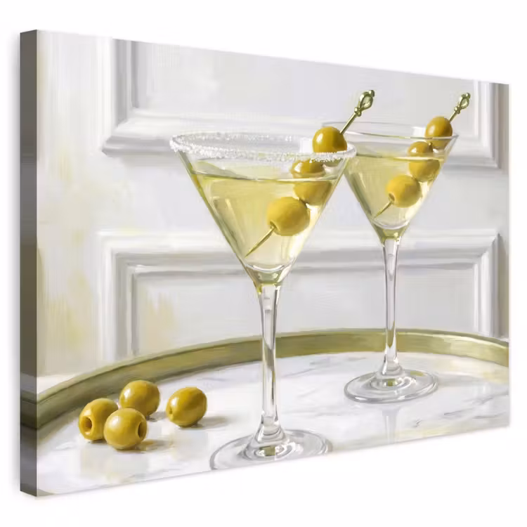 Buiten canvas - Drank - Martini - Olijven - Modern - Wit — 1