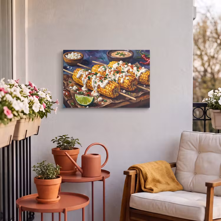 Buiten canvas - Eten - Maïs - Saus - Geschilderd - Geel — 4