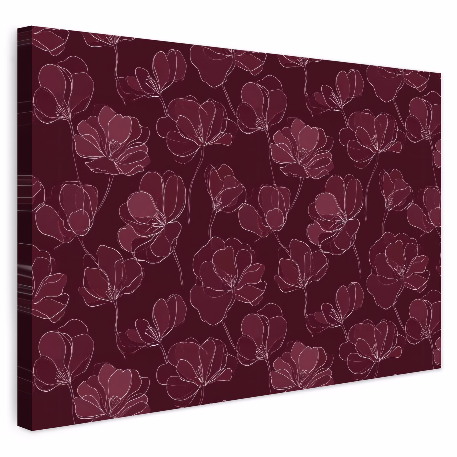 Buiten canvas - Bloemen - Patroon - Bordeauxrood — 1