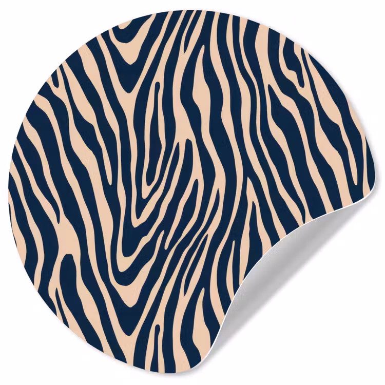 Behangcirkel - Zebra - Patroon - Blauw - Beige — 1