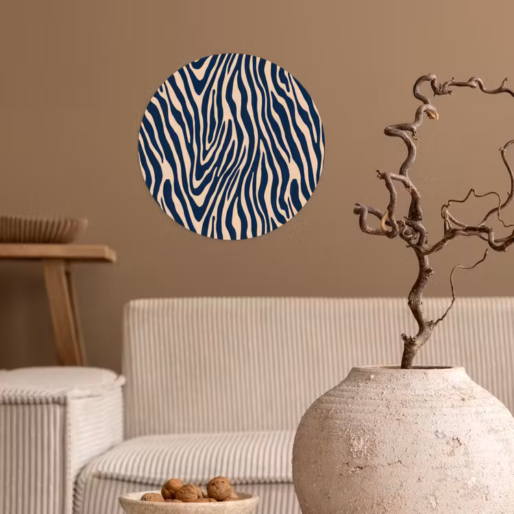 Behangcirkel - Zebra - Patroon - Blauw - Beige — 2