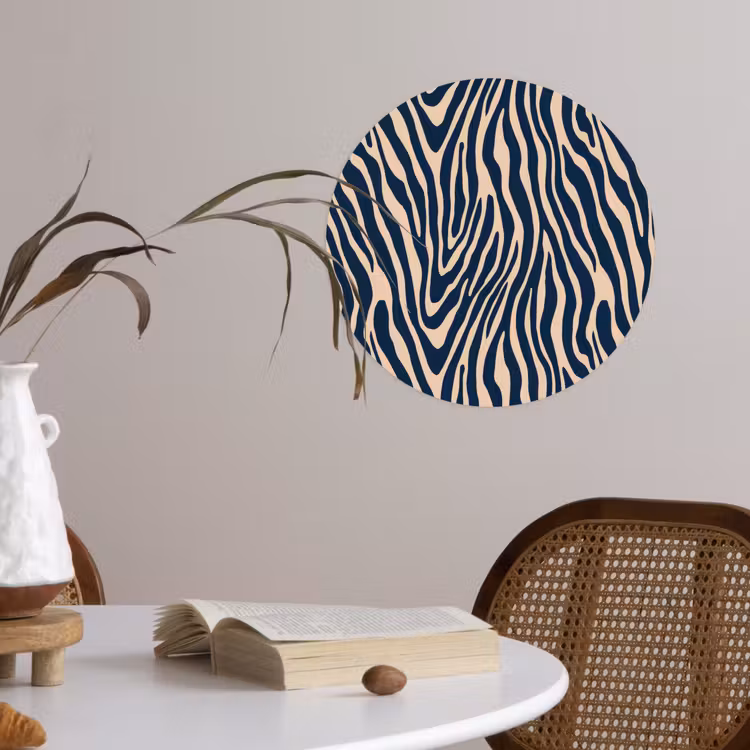 Behangcirkel - Zebra - Patroon - Blauw - Beige — 4