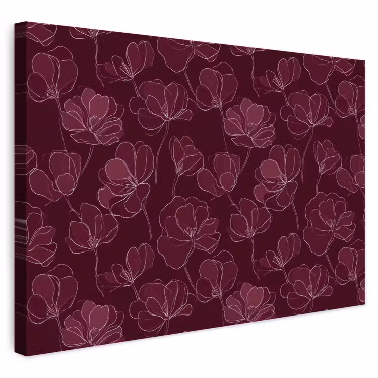 Buiten canvas - Bloemen - Patroon - Bordeauxrood — 1