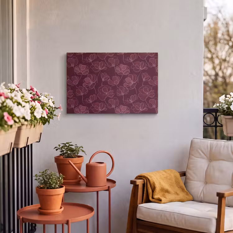 Buiten canvas - Bloemen - Patroon - Bordeauxrood — 4