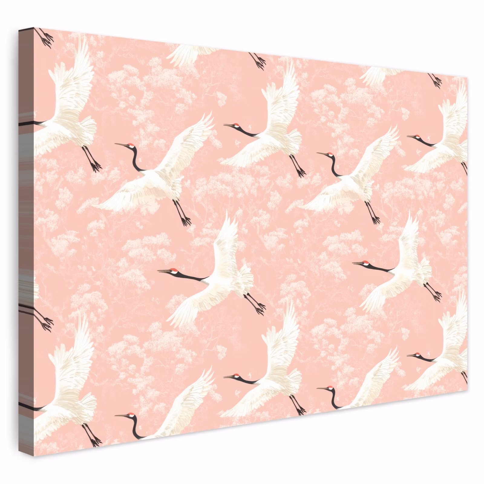Buiten canvas - Kraanvogels - Bloesem - Roze — 1